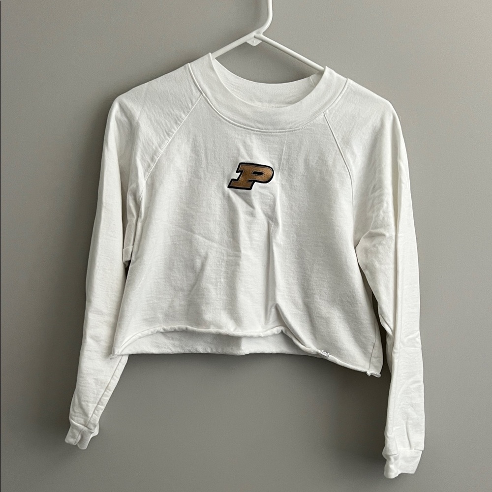 Purdue White Cropped Sweatshirt Large